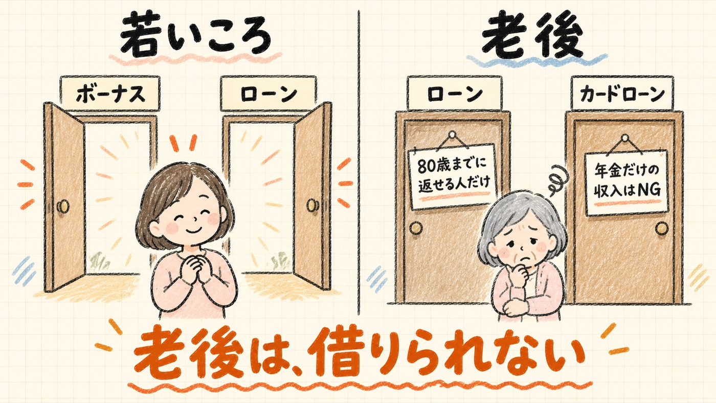 若いころはボーナスやローンで乗り切れた。老後は借りられない